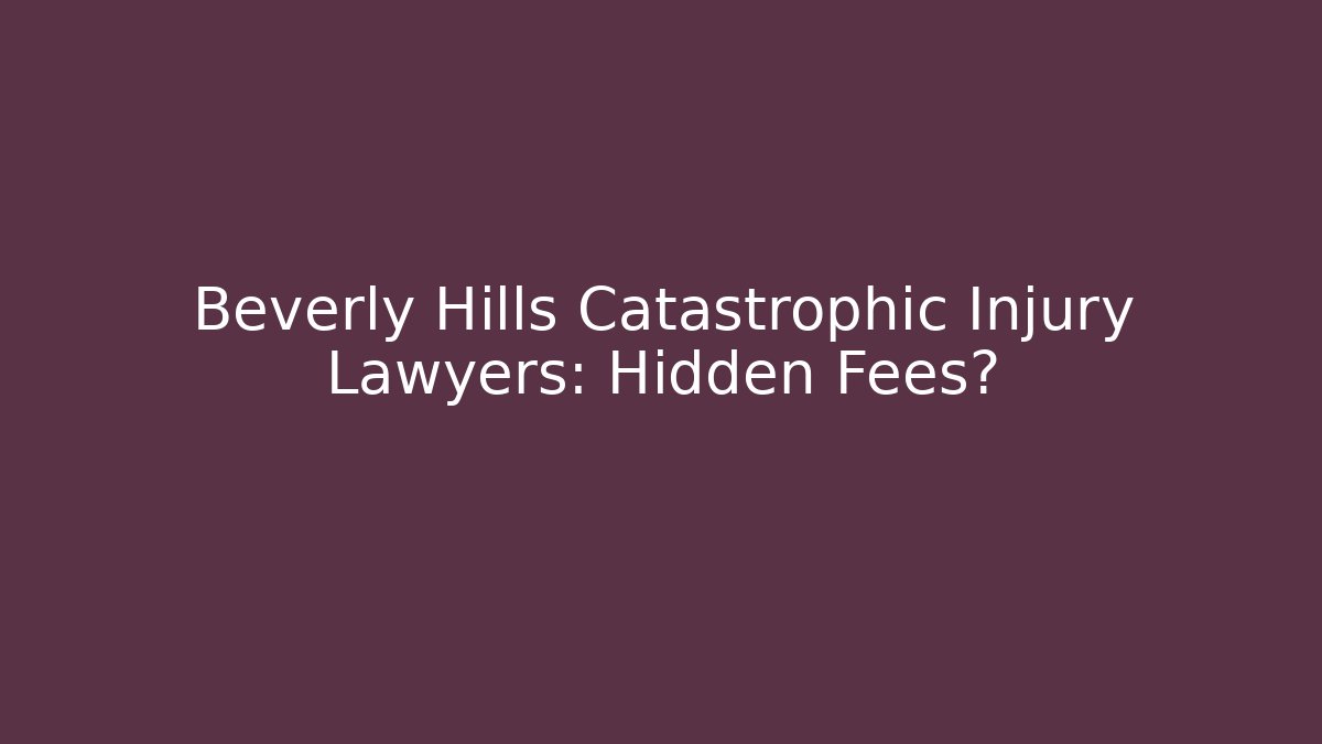 Beverly Hills Catastrophic Injury Lawyers: Hidden Fees?