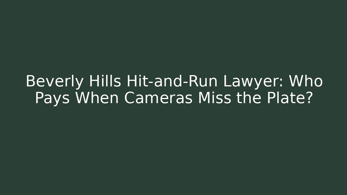 Beverly Hills Hit-and-Run Lawyer: Who Pays When Cameras Miss the Plate?