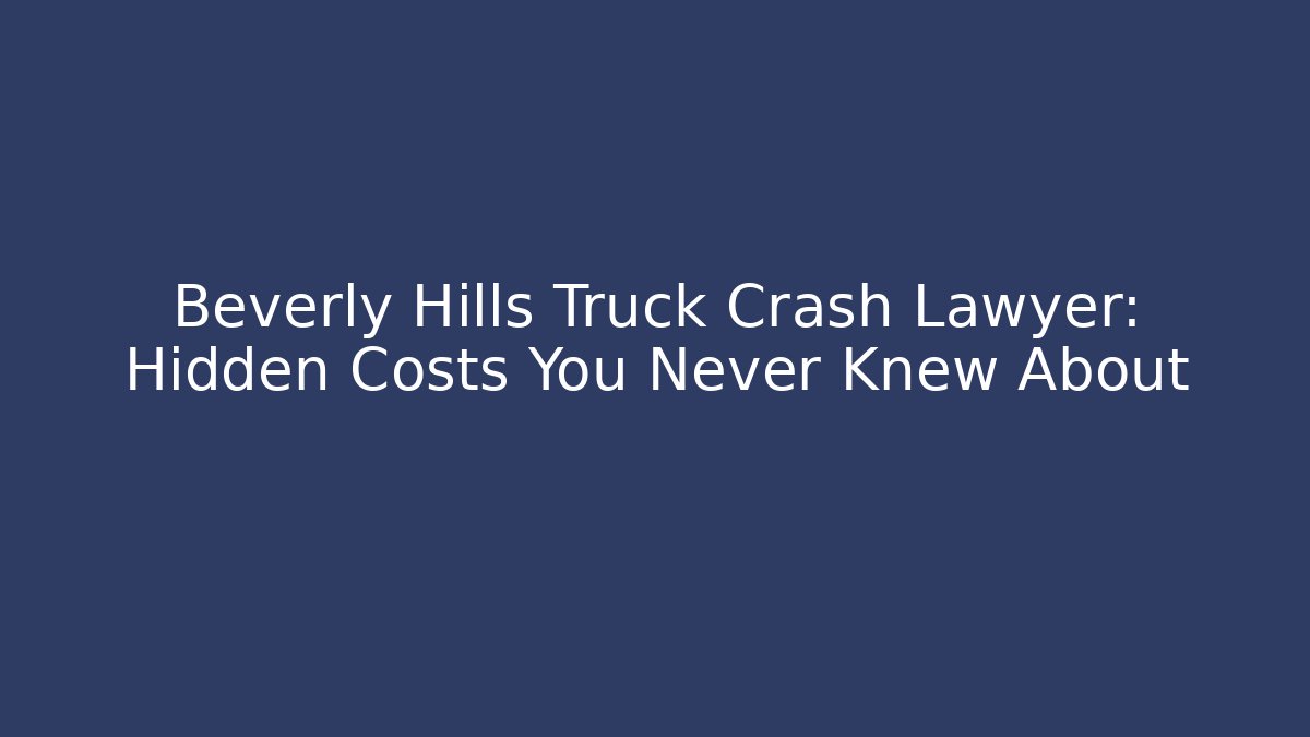 Beverly Hills Truck Crash Lawyer: Hidden Costs You Never Knew About