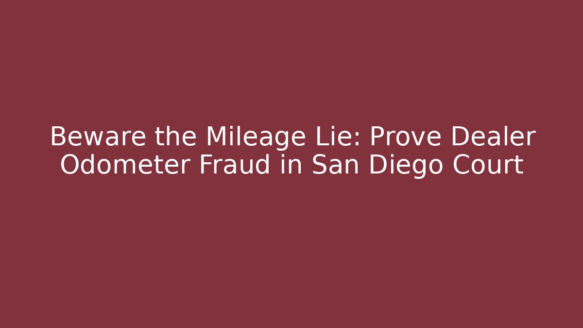 Beware the Mileage Lie: Prove Dealer Odometer Fraud in San Diego Court