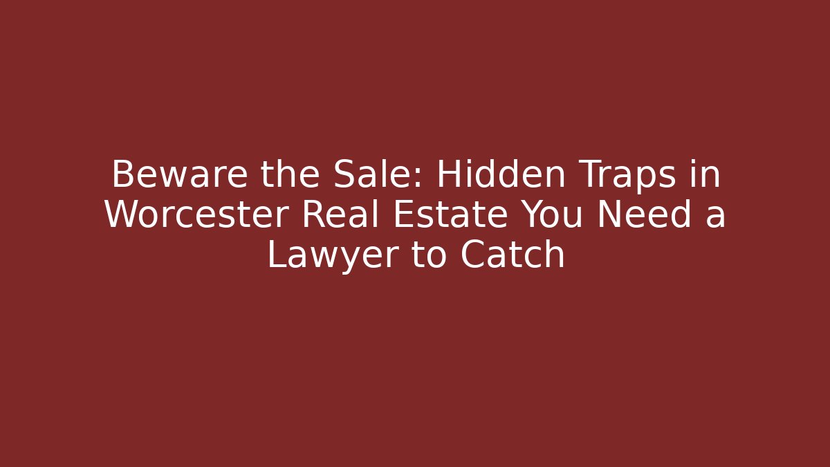 Beware the Sale: Hidden Traps in Worcester Real Estate You Need a Lawyer to Catch