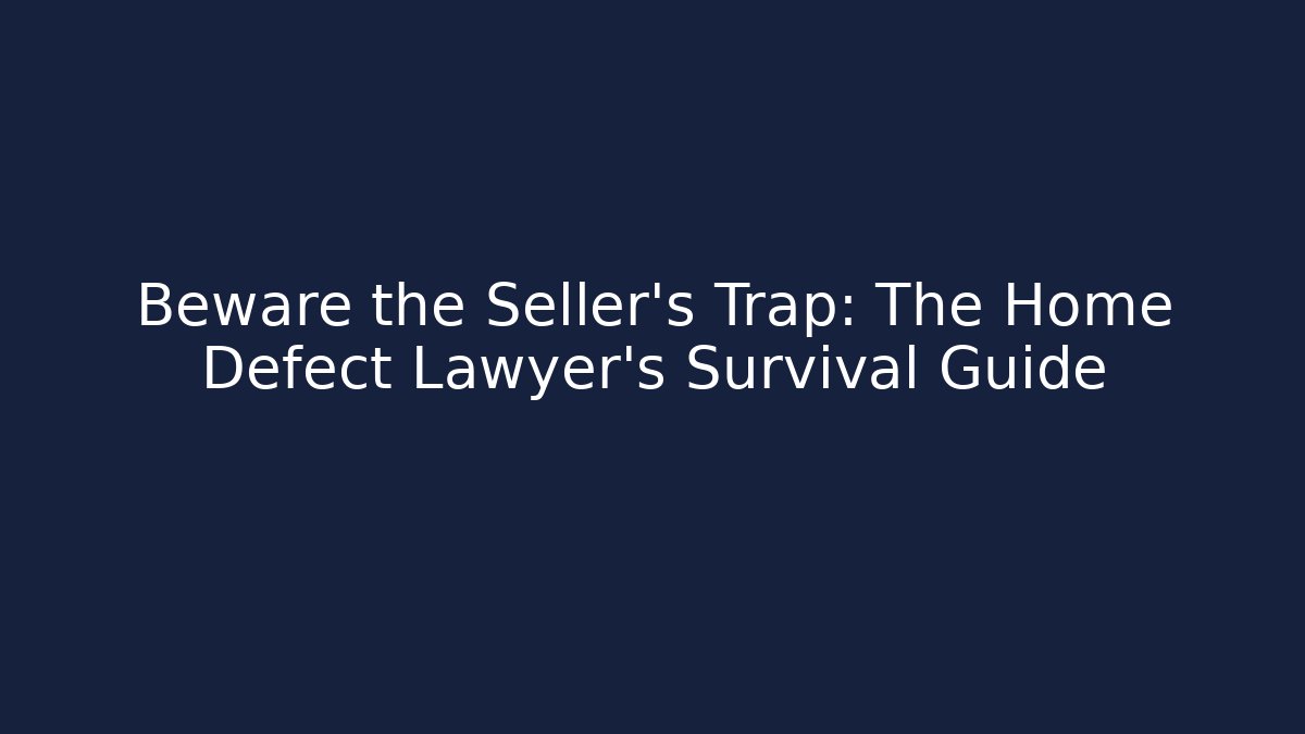 Beware the Seller’s Trap: The Home Defect Lawyer’s Survival Guide - WealthxGroup