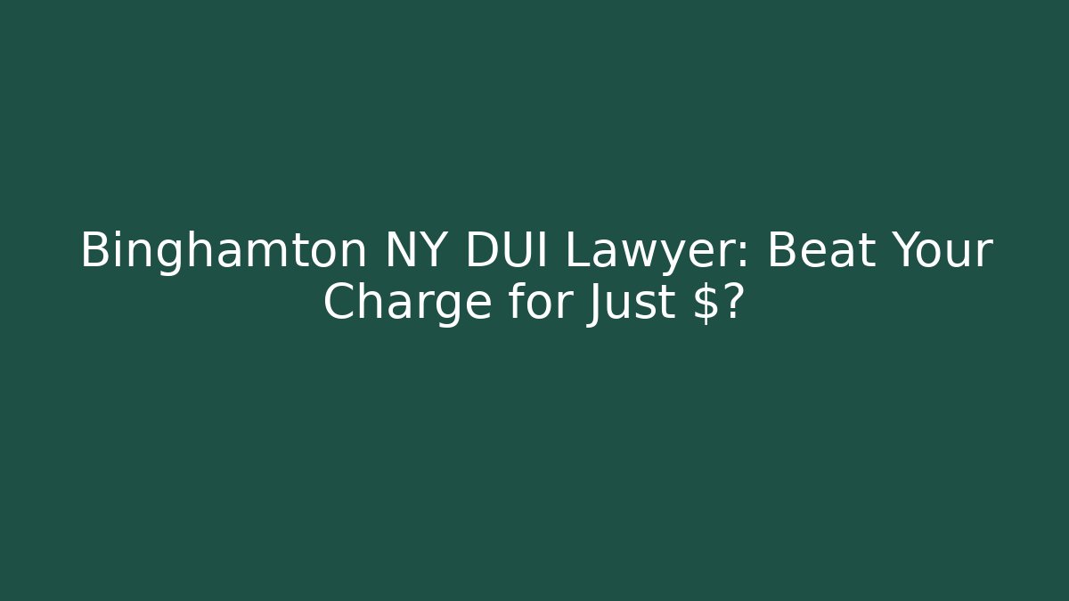 Binghamton NY DUI Lawyer: Beat Your Charge for Just $?