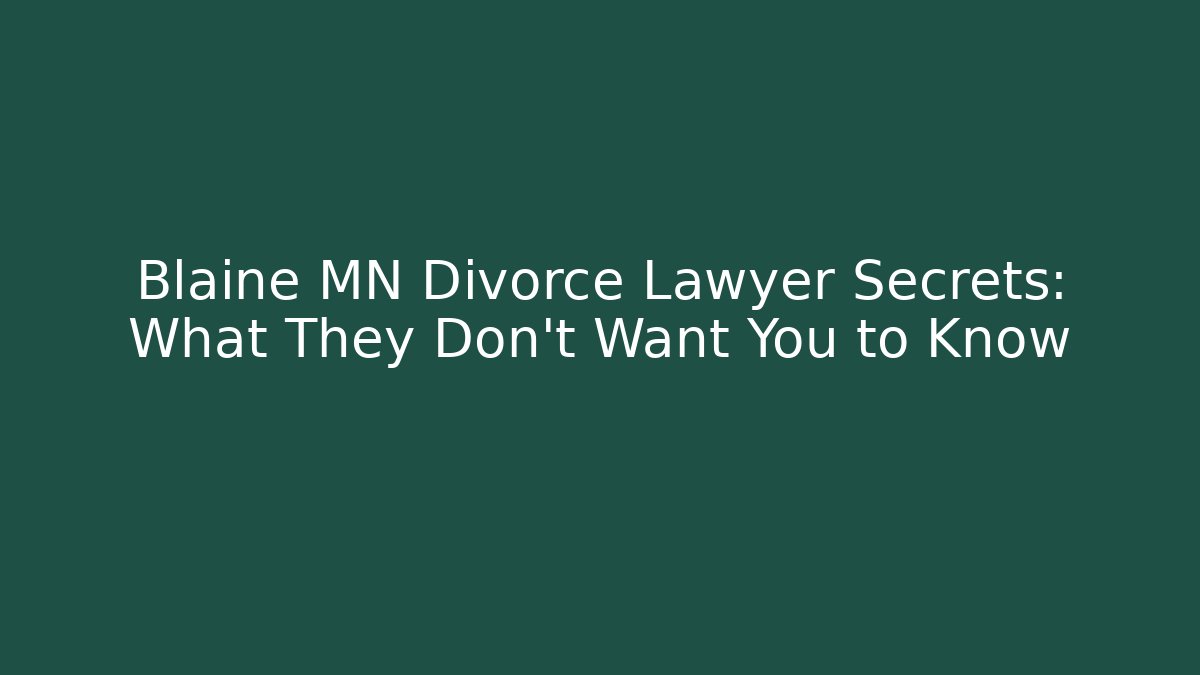 Blaine MN Divorce Lawyer Secrets: What They Don’t Want You to Know