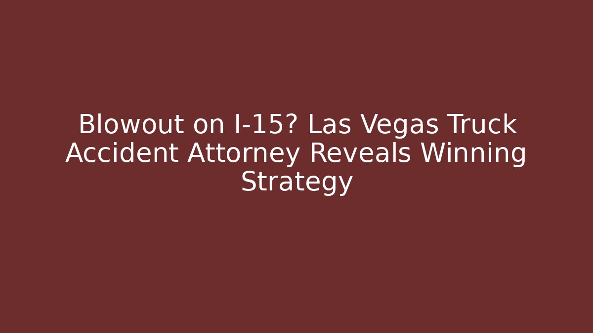 Blowout on I-15? Las Vegas Truck Accident Attorney Reveals Winning Strategy
