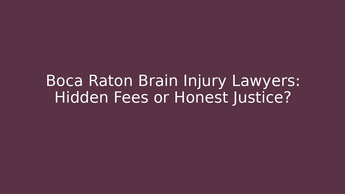 Boca Raton Brain Injury Lawyers: Hidden Fees or Honest Justice?