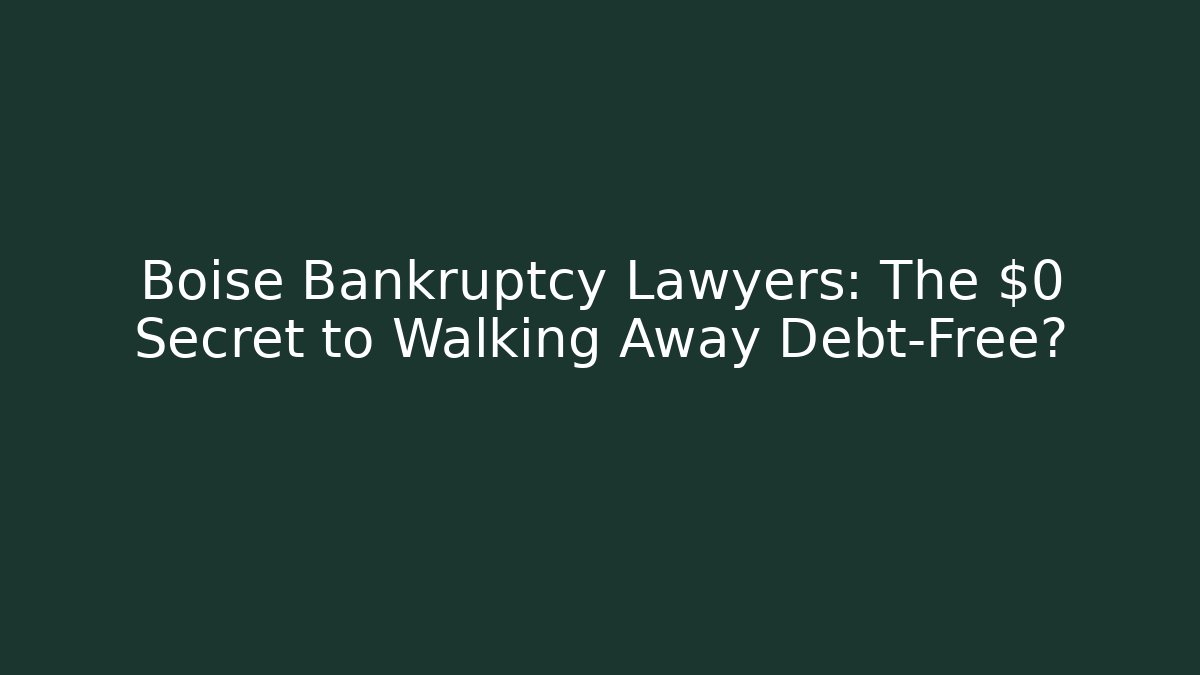 Boise Bankruptcy Lawyers: The $0 Secret to Walking Away Debt-Free?