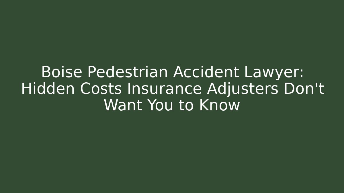 Boise Pedestrian Accident Lawyer: Hidden Costs Insurance Adjusters Don’t Want You to Know
