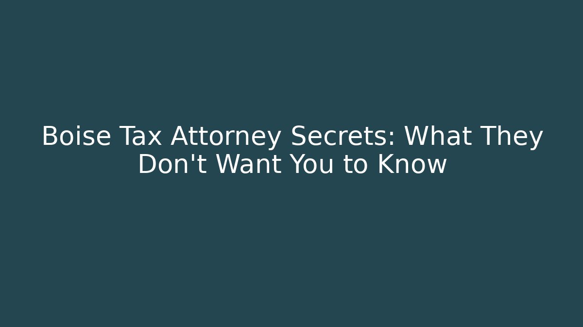 Boise Tax Attorney Secrets: What They Don't Want You to Know