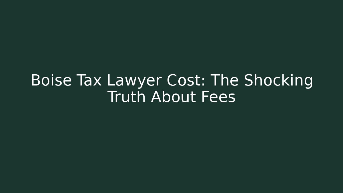 Boise Tax Lawyer Cost: The Shocking Truth About Fees