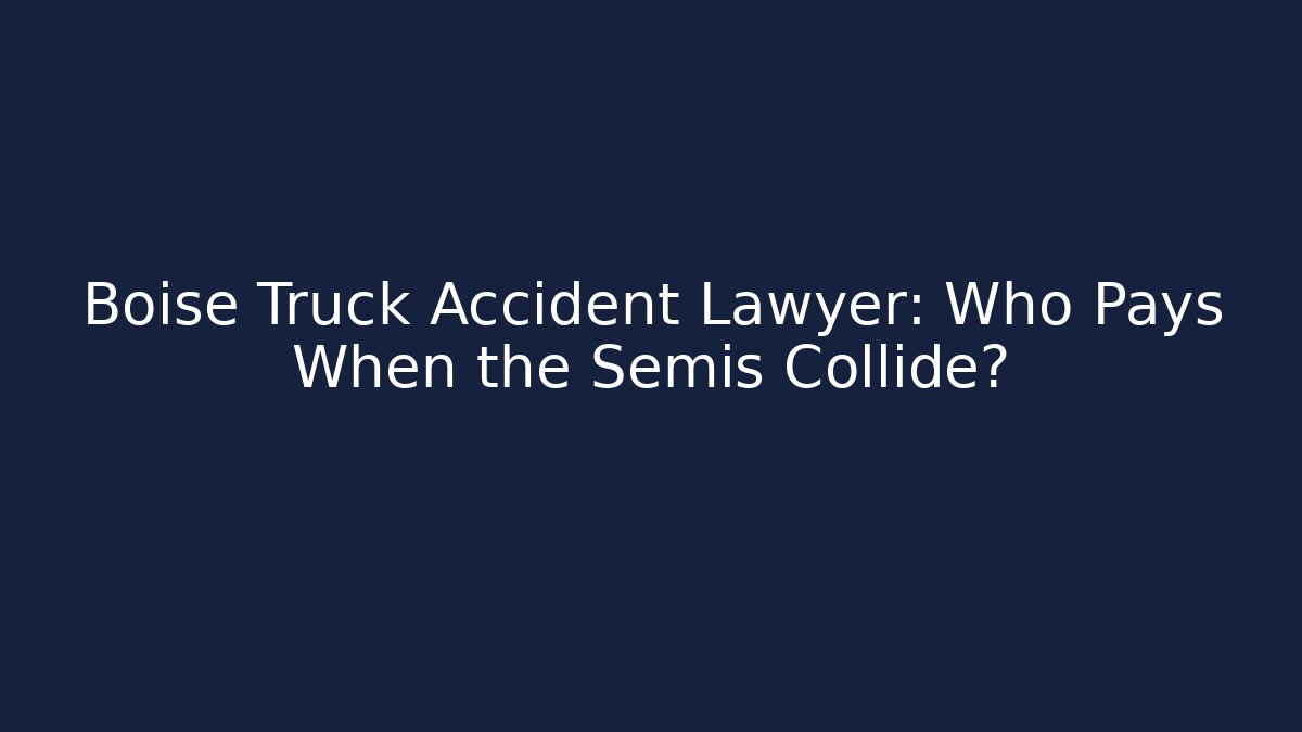 Boise Truck Accident Lawyer: Who Pays When the Semis Collide?