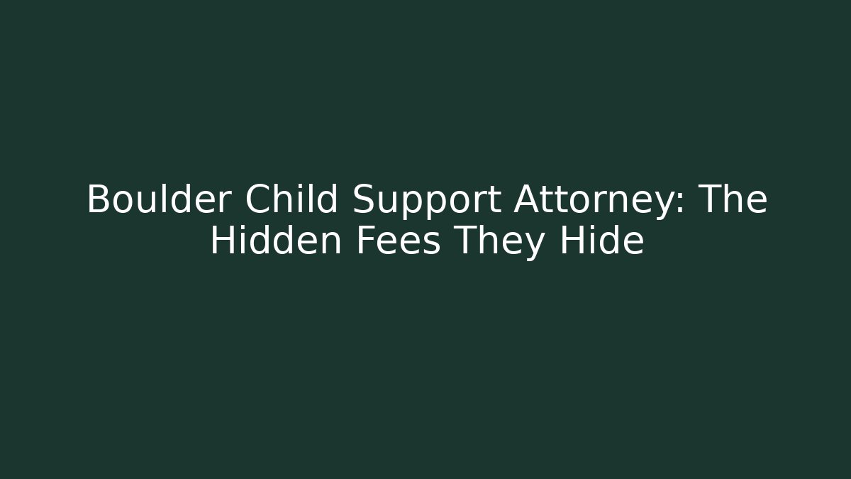 Boulder Child Support Attorney: The Hidden Fees They Hide - WealthxGroup