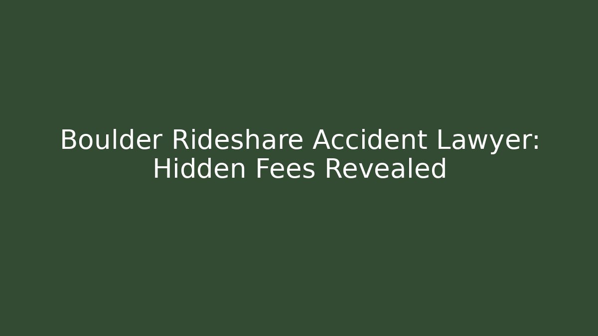 Boulder Rideshare Accident Lawyer: Hidden Fees Revealed - WealthxGroup