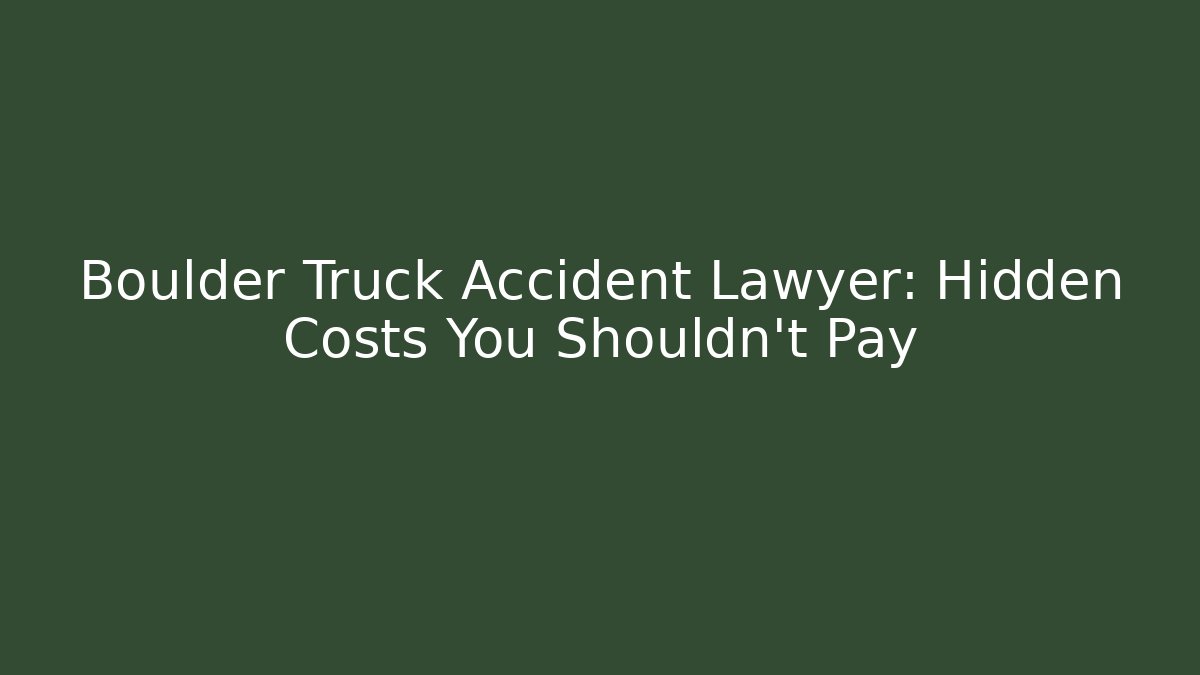 Boulder Truck Accident Lawyer: Hidden Costs You Shouldn’t Pay