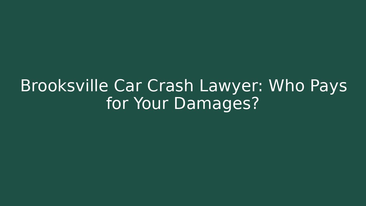 Brooksville Car Crash Lawyer: Who Pays for Your Damages?