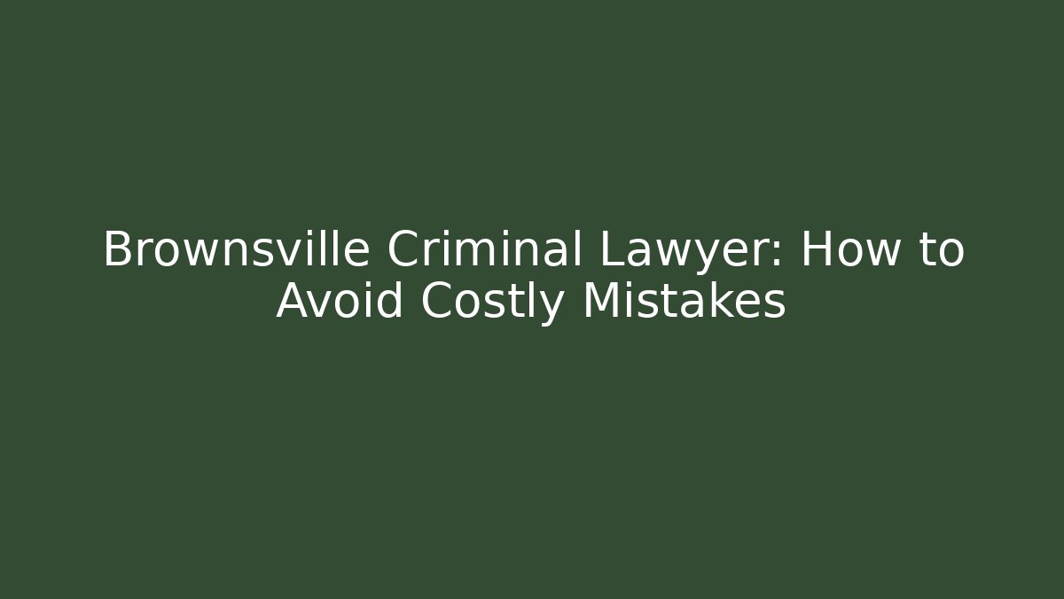 Brownsville Criminal Lawyer: How to Avoid Costly Mistakes