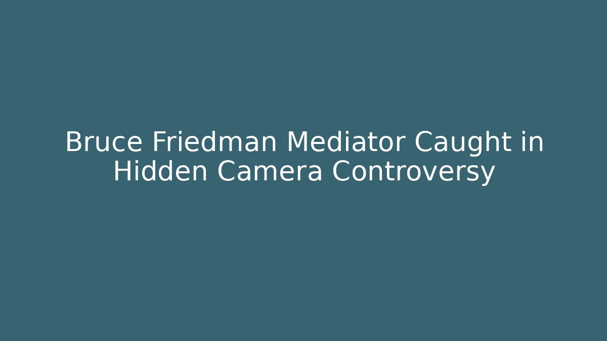 Bruce Friedman Mediator Caught in Hidden Camera Controversy
