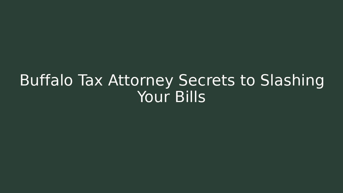 Buffalo Tax Attorney Secrets to Slashing Your Bills