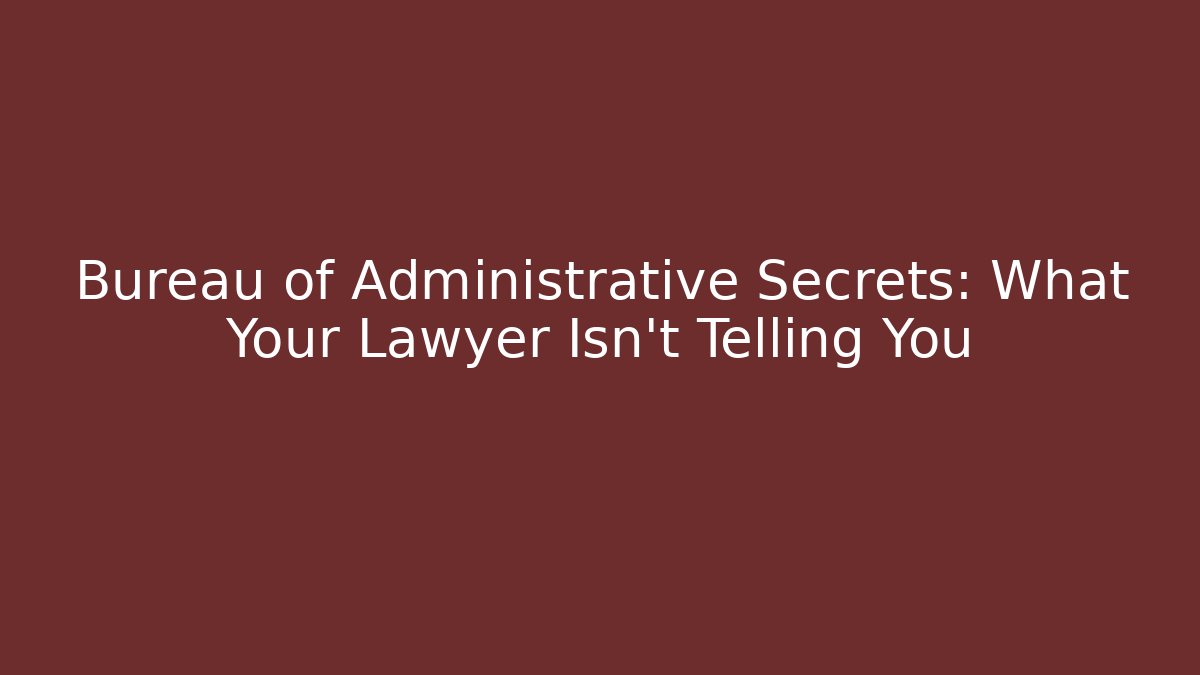Bureau of Administrative Secrets: What Your Lawyer Isn't Telling You