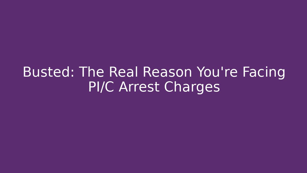 Busted: The Real Reason You're Facing PI/C Arrest Charges - WealthxGroup