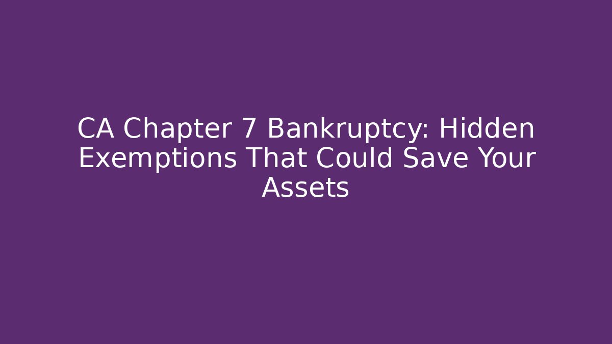 CA Chapter 7 Bankruptcy: Hidden Exemptions That Could Save Your Assets
