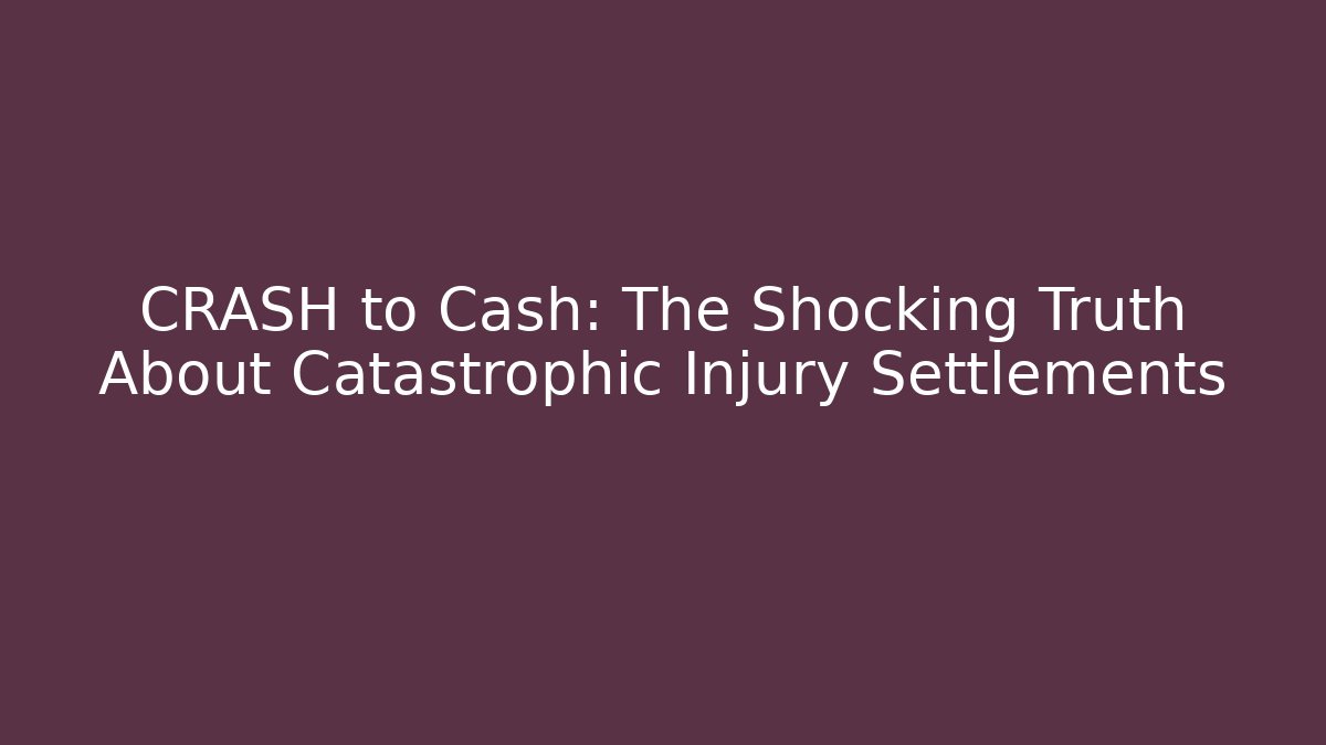 CRASH to Cash: The Shocking Truth About Catastrophic Injury Settlements