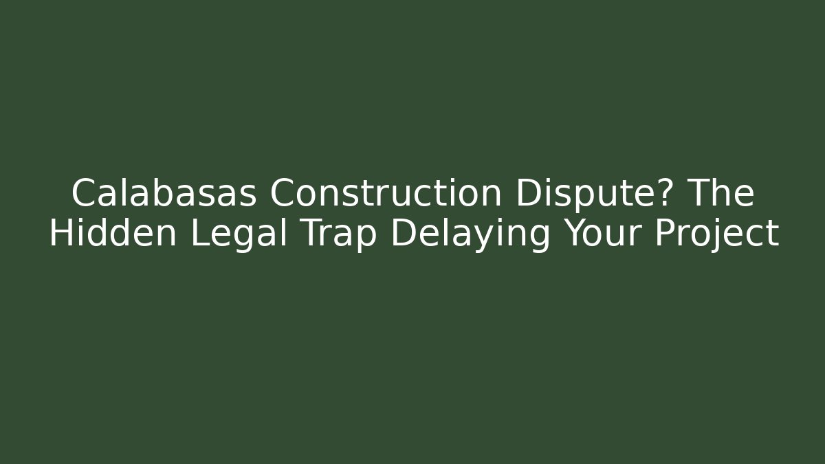 Calabasas Construction Dispute? The Hidden Legal Trap Delaying Your Project