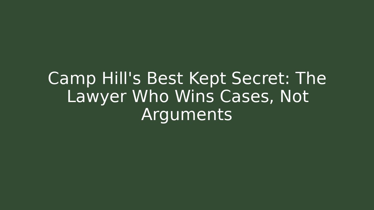 Camp Hill's Best Kept Secret: The Lawyer Who Wins Cases, Not Arguments