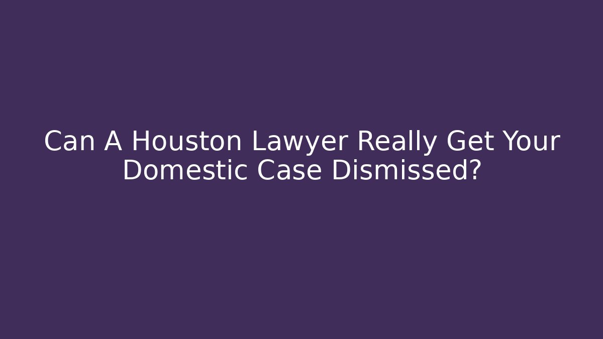 Can A Houston Lawyer Really Get Your Domestic Case Dismissed?