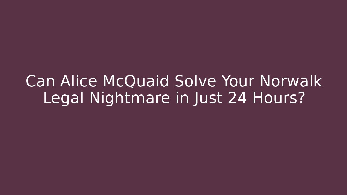 Can Alice McQuaid Solve Your Norwalk Legal Nightmare in Just 24 Hours?