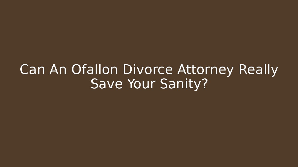 Can An Ofallon Divorce Attorney Really Save Your Sanity?