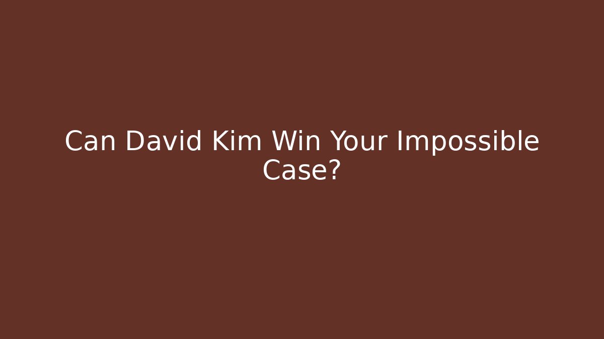 Can David Kim Win Your Impossible Case?