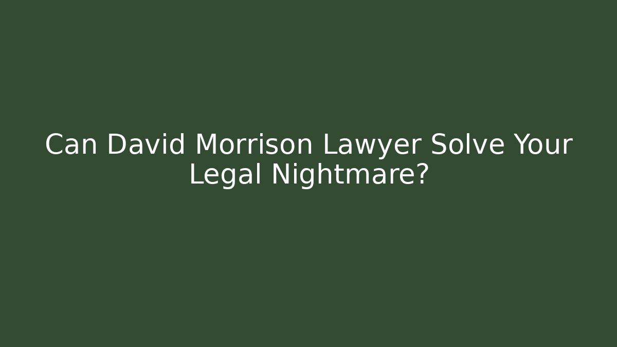 Can David Morrison Lawyer Solve Your Legal Nightmare?