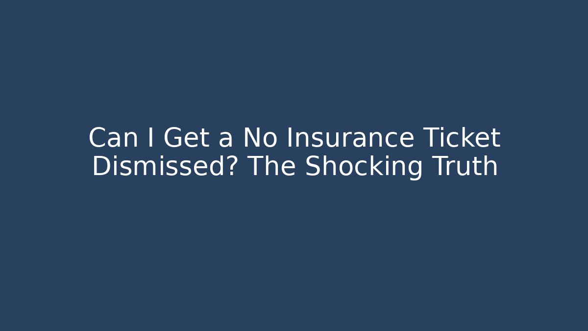 Can I Get a No Insurance Ticket Dismissed? The Shocking Truth