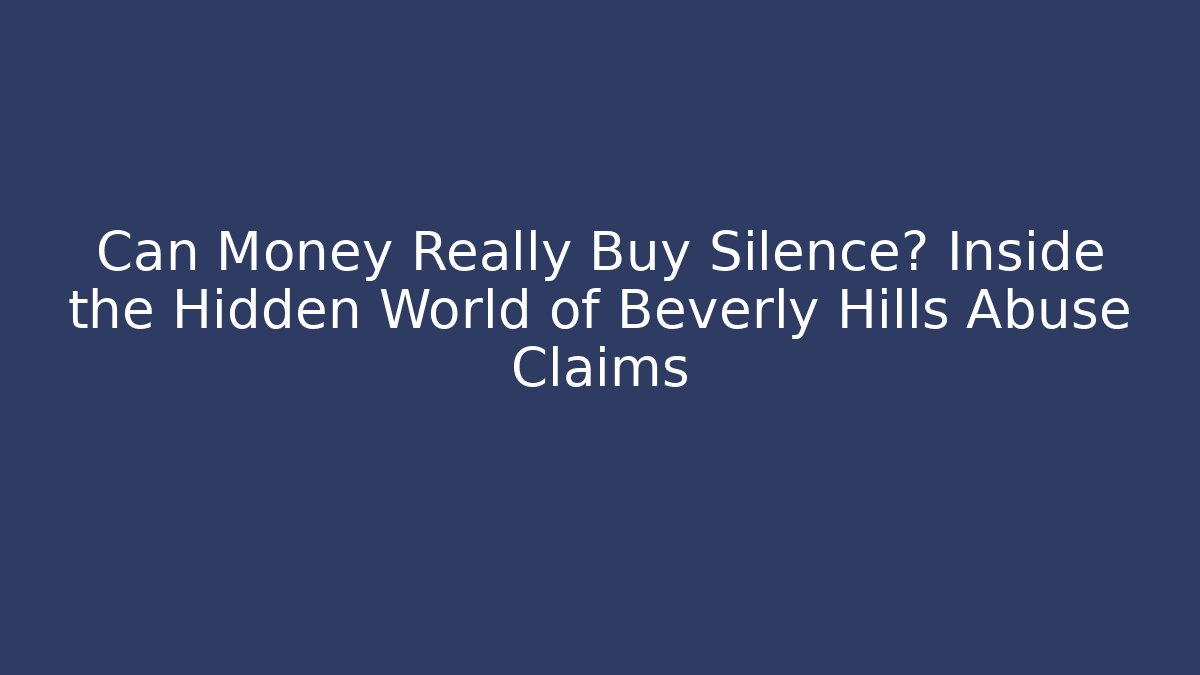 Can Money Really Buy Silence? Inside the Hidden World of Beverly Hills Abuse Claims
