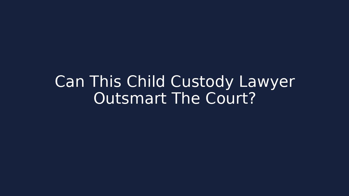 Can This Child Custody Lawyer Outsmart The Court?