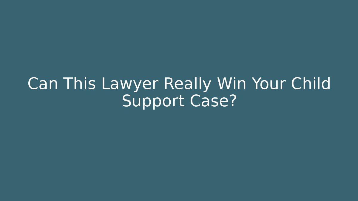 Can This Lawyer Really Win Your Child Support Case?