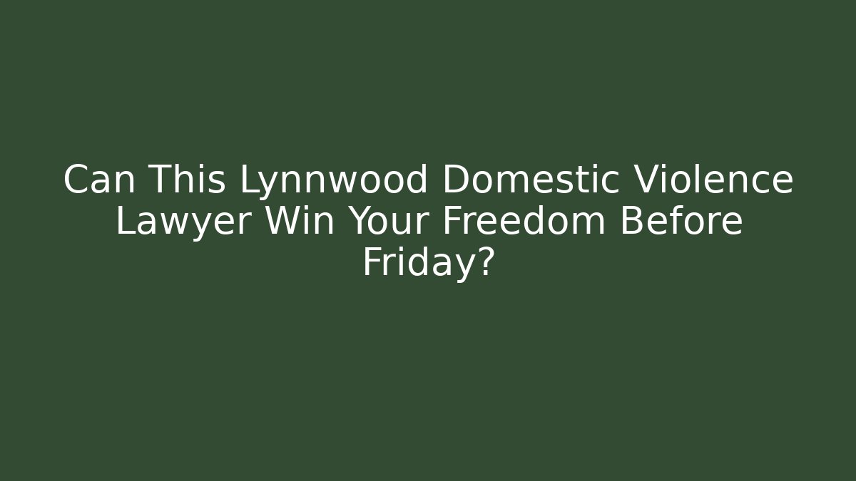 Can This Lynnwood Domestic Violence Lawyer Win Your Freedom Before Friday?