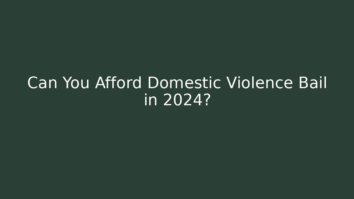 Can You Afford Domestic Violence Bail in 2024?