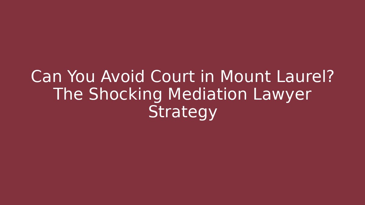 Can You Avoid Court in Mount Laurel? The Shocking Mediation Lawyer Strategy