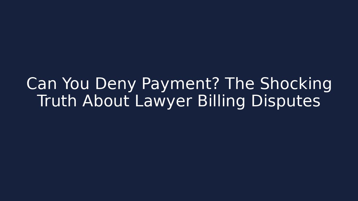 Can You Deny Payment? The Shocking Truth About Lawyer Billing Disputes