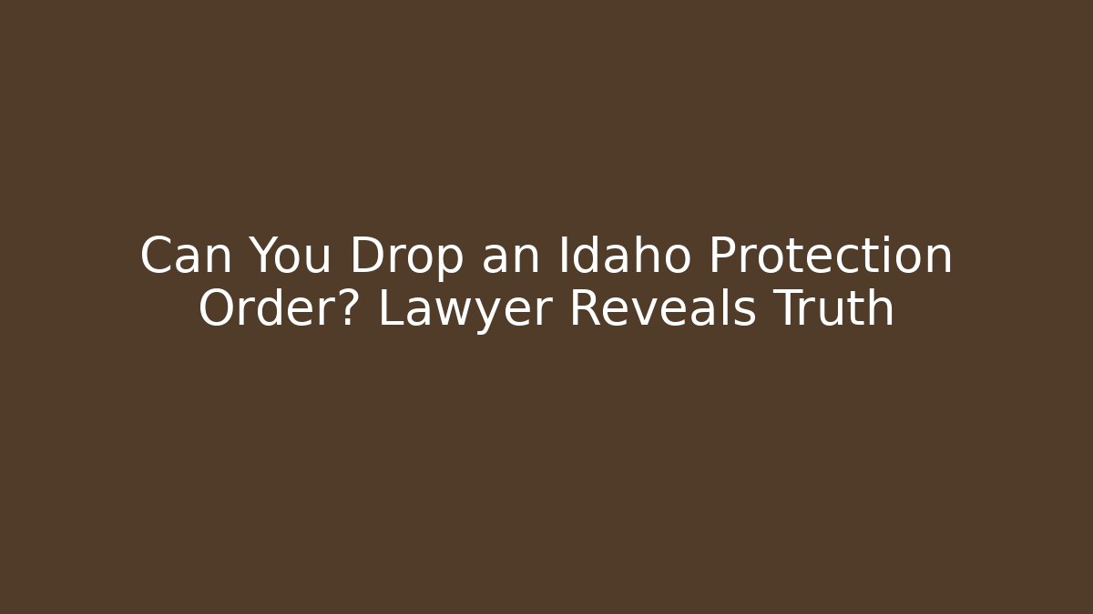 Can You Drop an Idaho Protection Order? Lawyer Reveals Truth