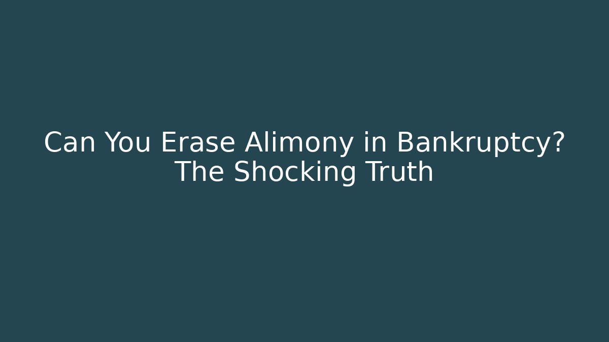 Can You Erase Alimony in Bankruptcy? The Shocking Truth