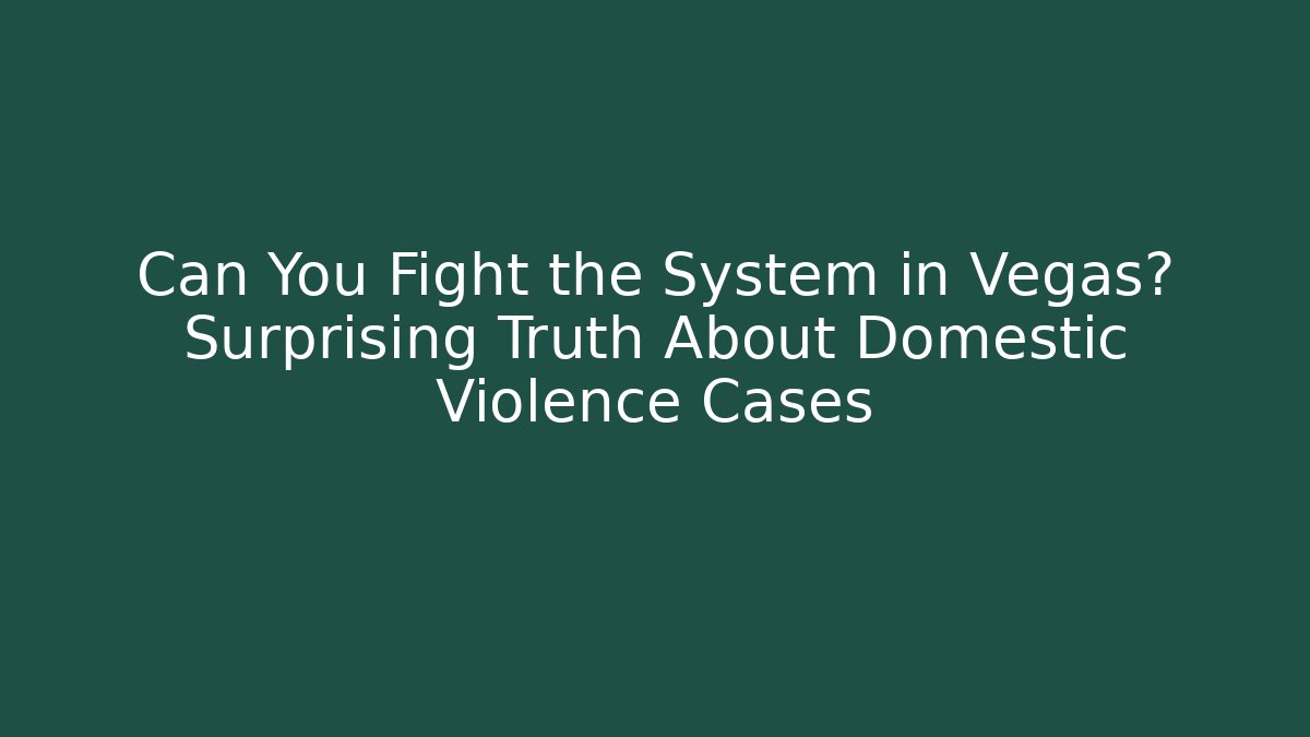 Can You Fight the System in Vegas? Surprising Truth About Domestic Violence Cases