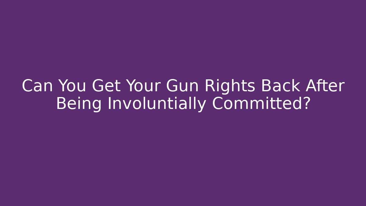 Can You Get Your Gun Rights Back After Being Involuntially Committed? - WealthxGroup