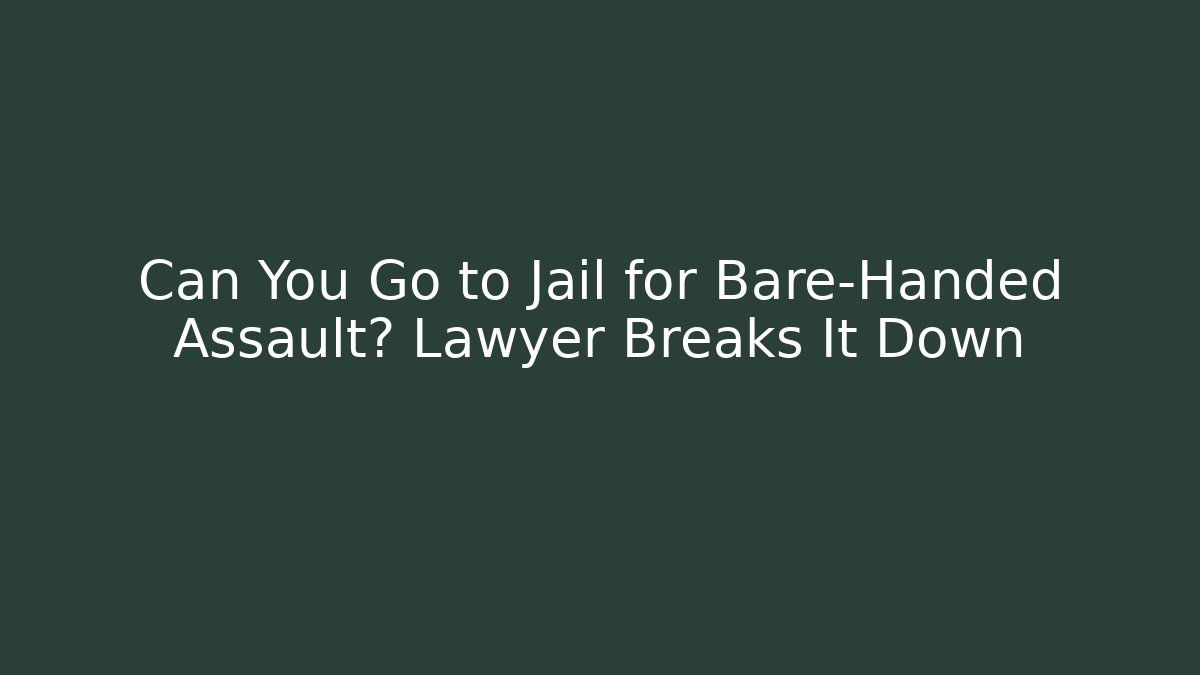 Can You Go to Jail for Bare-Handed Assault? Lawyer Breaks It Down - WealthxGroup
