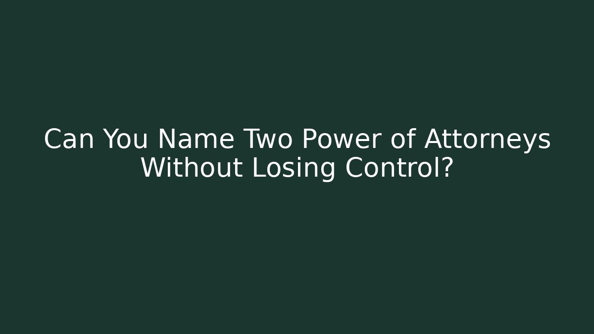 Can You Name Two Power of Attorneys Without Losing Control? - WealthxGroup