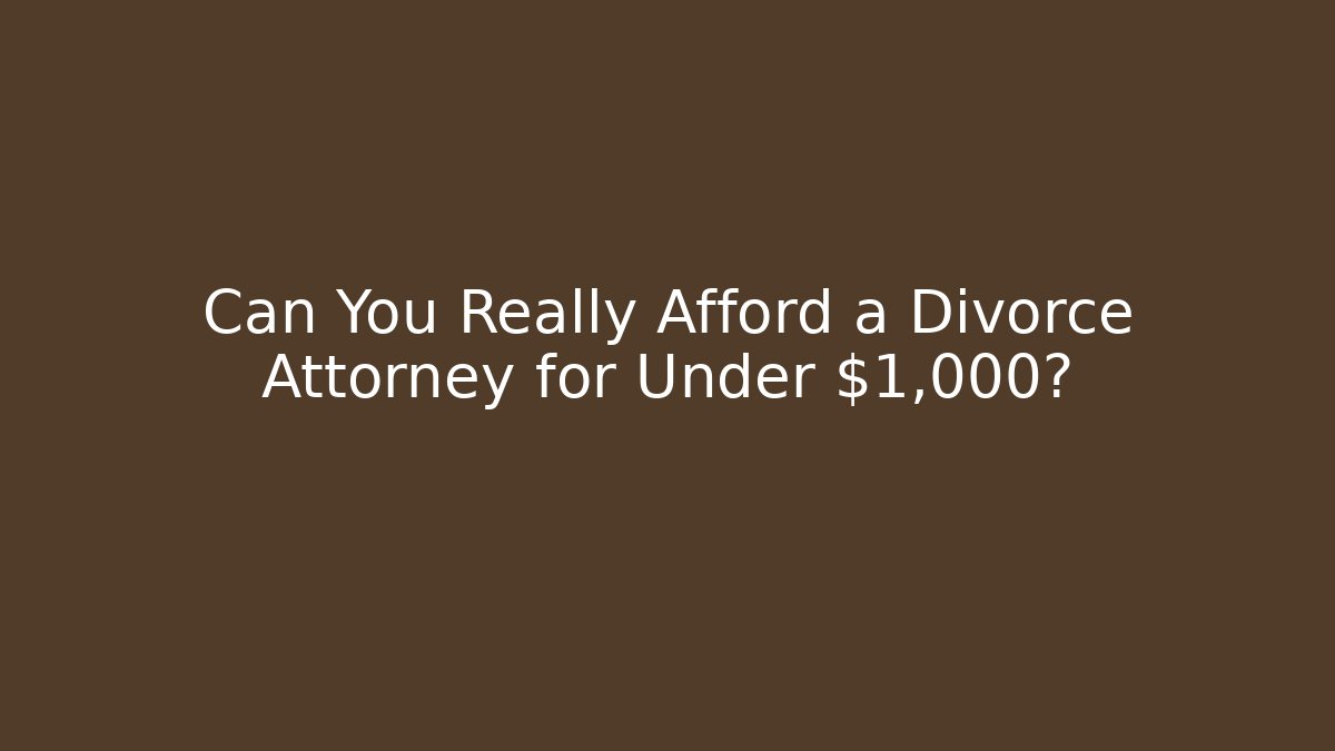 Can You Really Afford a Divorce Attorney for Under $1,000? - WealthxGroup