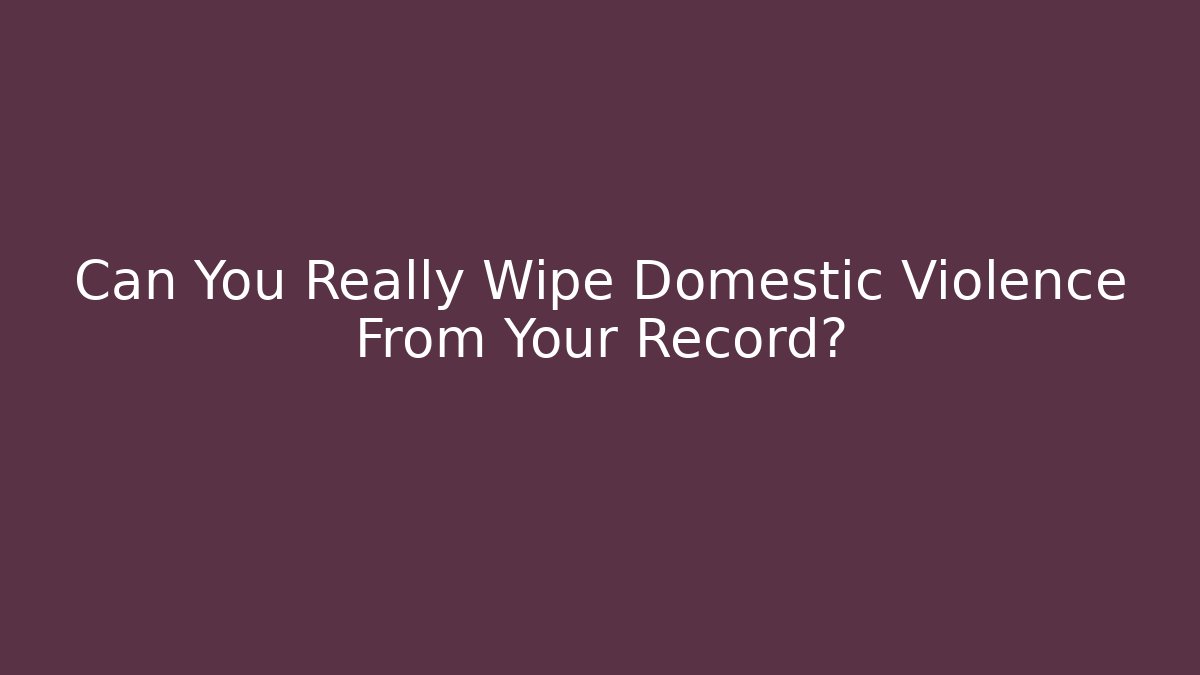 Can You Really Wipe Domestic Violence From Your Record?