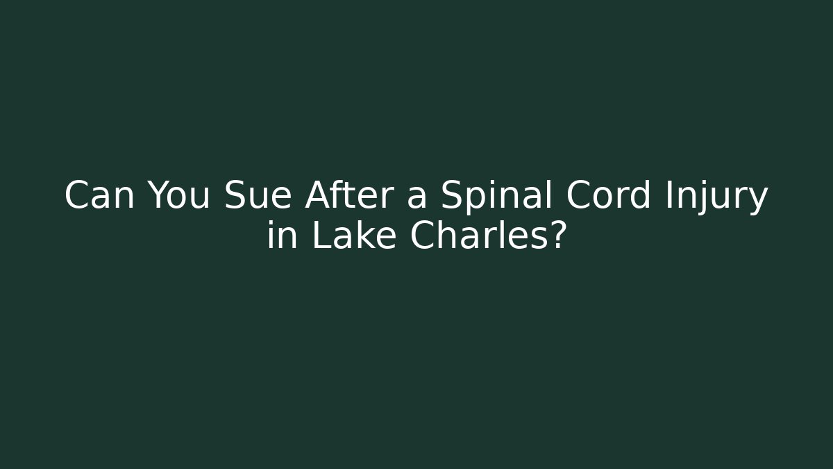 Can You Sue After a Spinal Cord Injury in Lake Charles? - WealthxGroup
